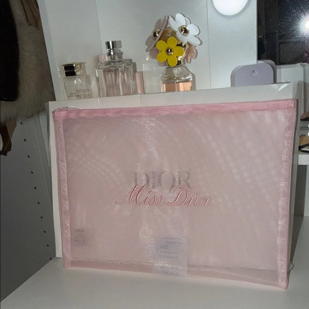 🎀Dior Soft Pink large Mesh Pouch